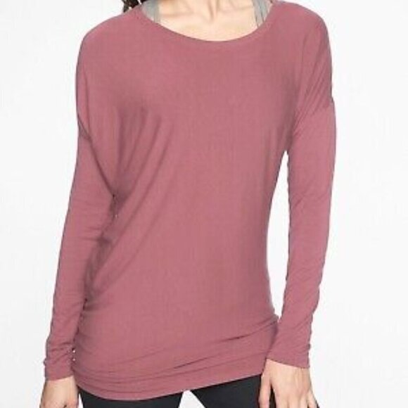 ✅Athleta Threadlight Asym Relaxed Long Sleeve,Crushed Berry SIZE MEDIUM  #266061 - Picture 1 of 8